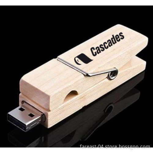 Wooden Clip USB Flash Pen Drive 64GB (UW04)